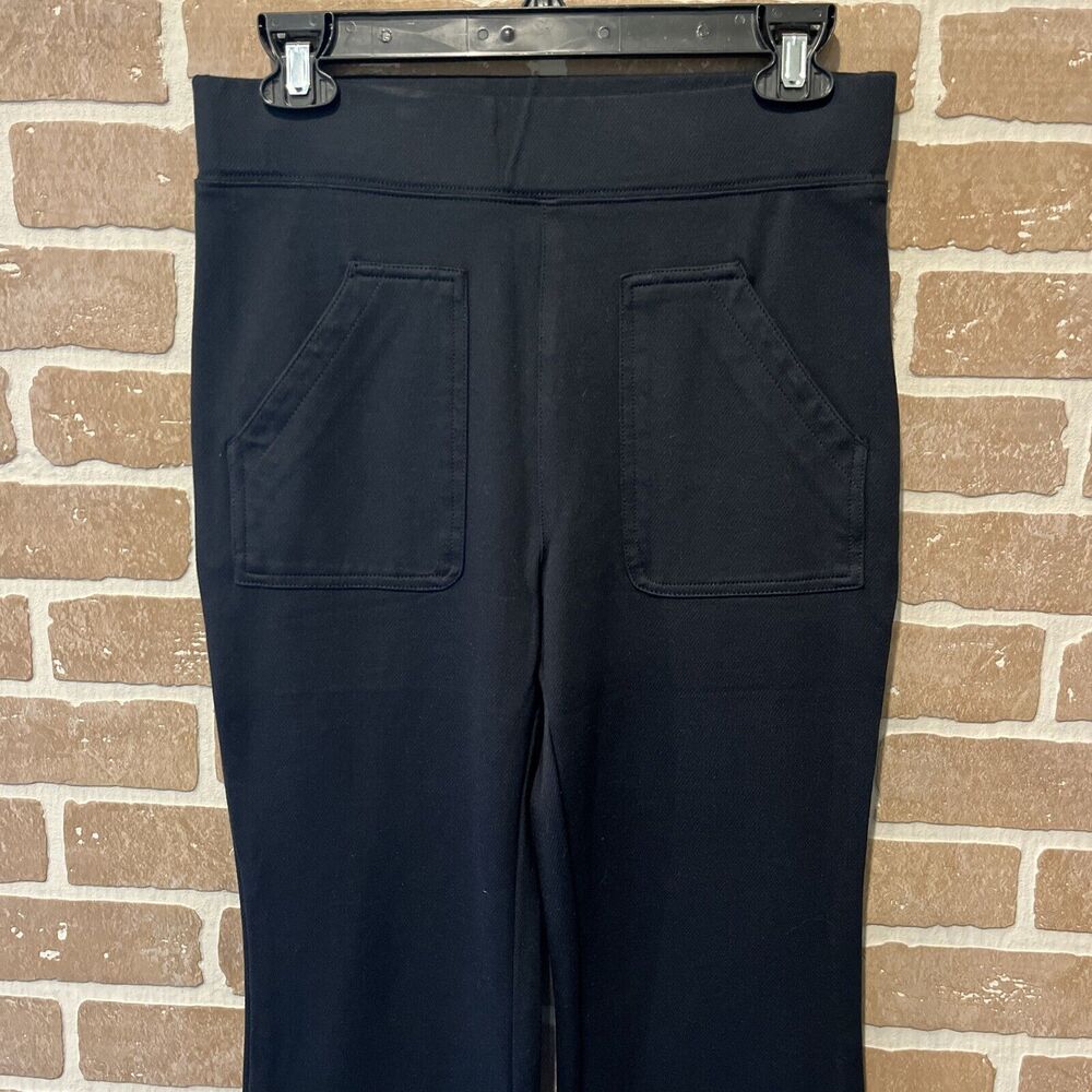 Maeve by Anthropologie Black Knit Flare Pants Pull On High Rise Small Side Slits